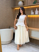 Vestido de chiffon e alfaiataria | acompanha o cinto