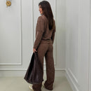 Conjunto Lanzinha Blusa Detalhe Bolsos e Pantalona