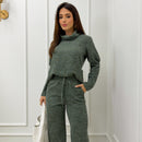 Conjunto Lanzinha Blusa Detalhe Bolsos e Pantalona