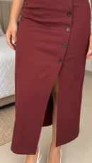 Vestido Midi com botões laterais