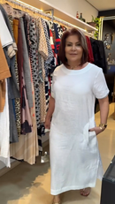 Vestido 100% Linho com bolso